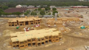 Havadan görüntüleri Ahşap daire inşaat siteleri