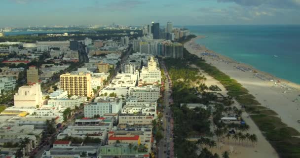 Εναέρια Γραφική Miami Beach Ocean Drive — Αρχείο Βίντεο