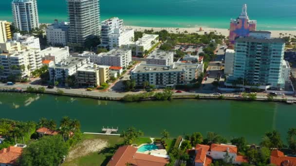 Красивые Цветные Кадры Miami Beach Indian Creek — стоковое видео