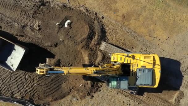 Kobelco Escavatore Azione Aerea Drone Video — Video Stock