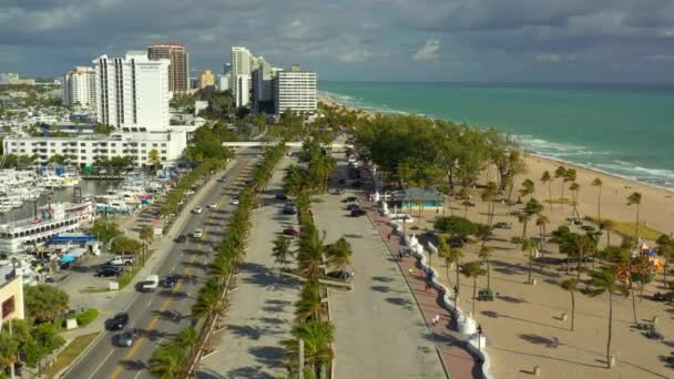 Aerial Fort Lauderdale Beach Estacionamiento Municipal Pago — Vídeos de Stock