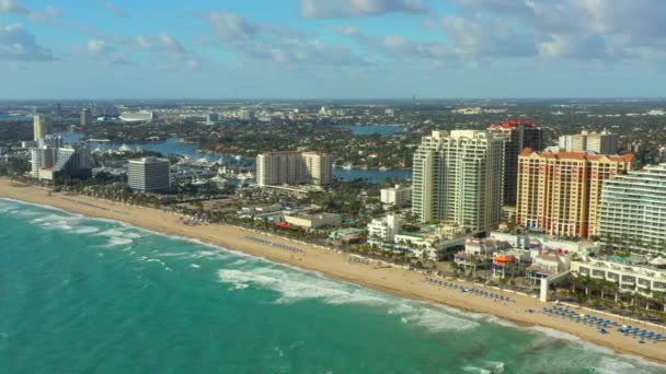 Drohnenaufnahmen Vom Strand Von Fort Lauderdale 24P — Stockvideo