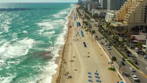 Epic Fort Lauderdale Beach Filmación Filmada Drone — Vídeo de stock