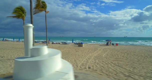 Ιδιωτική Παραλία Florida Beach Κίνηση Μήκος Πόδηα Φορτ Λόντερντεϊλ — Αρχείο Βίντεο