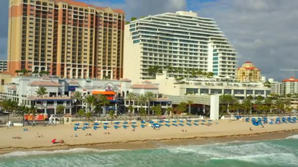 Fort Lauderdale Beach Plaats Voorraad Luchtfoto Drone Beelden — Stockvideo