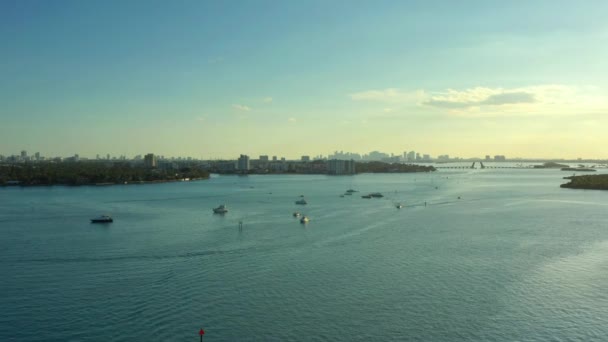 Haulover Sandbar Μαϊάμι Biscayne Bay Εναέρια — Αρχείο Βίντεο