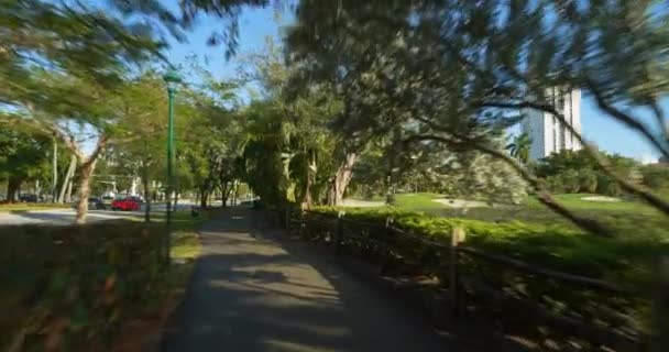 Sendero Jogging Con Autobús Escolar Carretera — Vídeos de Stock