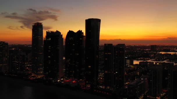 Night Miami Footage Aerials — Stock Video