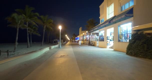 Ночная Съемка Баров Пляже Hollywood — стоковое видео