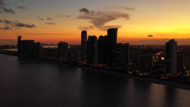 Sunny Isles Beach Florida Natt Twilight Filmen — Stockvideo