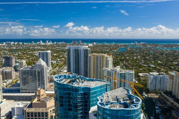 Aerial Bild Downtown Fort Lauderdale Utsikt Över Atlanten Och Stranden — Stockfoto