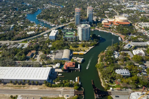 Havadan Fotoğraf Tarpon Bend Nehir Fort Lauderdale Florida — Stok fotoğraf