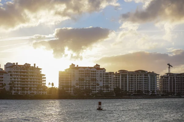 Západ Slunce Snímky Fisher Island Miami Beach — Stock fotografie