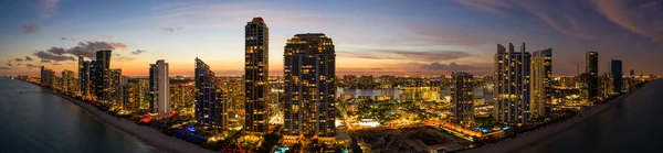 Crepuscolo Aerea Panorama Grattacieli Spiaggiale Edifici South Florida Usa — Foto Stock