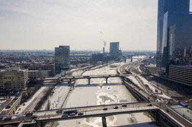 Schuylkill Nehri Philadelphia Pa hava dron görüntü