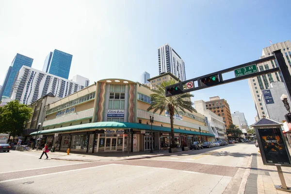 Foto Stock Downtown Miami Flagler Street 3Rd Avenue Voltada Para — Fotografia de Stock