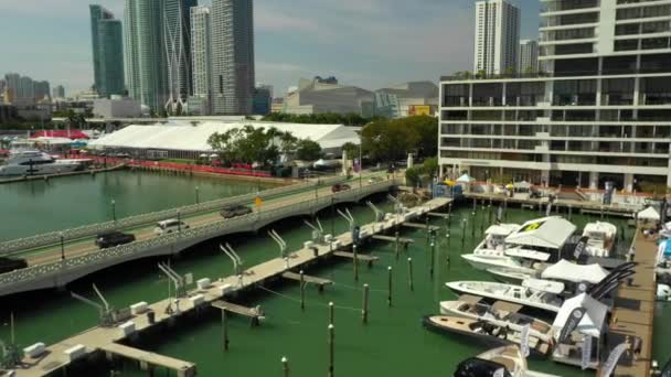 Luchtfoto Miami Venetiaanse Causeway — Stockvideo