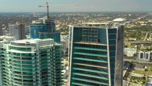 Arranha Céus Aéreos Arranha Céus Telhado Arquitetura Miami — Vídeo de Stock
