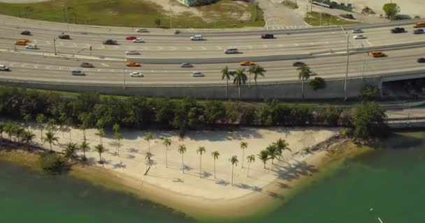 Plage Tropicale Aérienne Côté Une Autoroute Miami 60P — Video