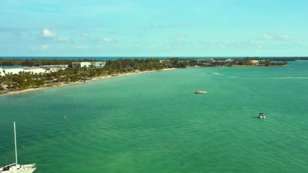 Letecké Video Lodičky Key Biscayne Miami Florida Letní Zábavu Krát — Stock video