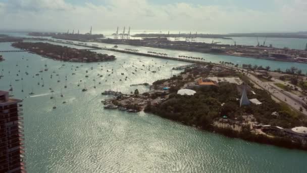 Luchtfoto Schilderachtige Miami Schot Prores — Stockvideo