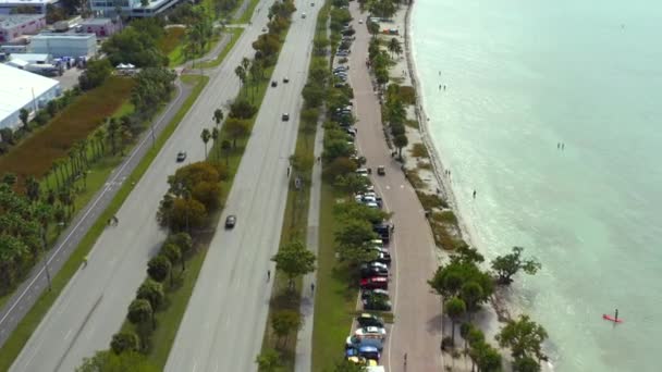 Aerial Video Rickenbacker Causeway Key Biscayne Miami — Stock Video