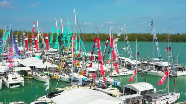 Antenn Drönare Footage 2019 Miami Yacht Visa — Stockvideo