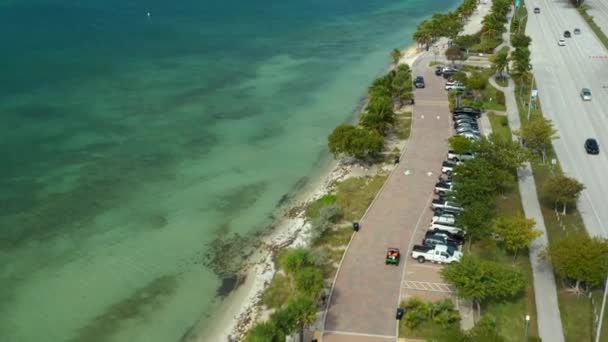 Luchtfoto Video Tropisch Strand Miami Key Biscayne Geschoten Met Een — Stockvideo