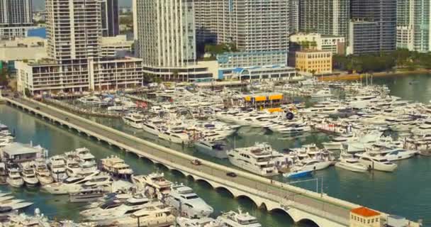 Luchtfoto Drone Beelden Van 2019 Miami Yacht Show — Stockvideo