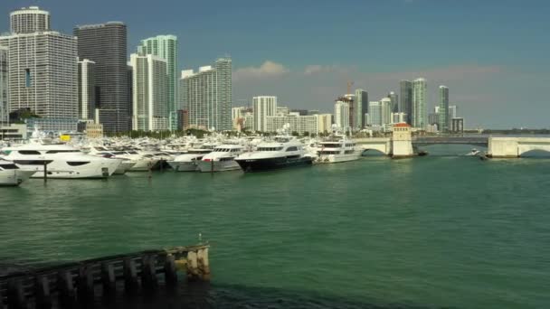 Luchtfoto Drone Beelden Van 2019 Miami Yacht Show — Stockvideo