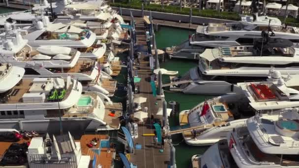 Aerial Drone Footage 2019 Miami Yacht Show — Stock Video