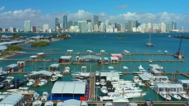 Zdjęcia Lotnicze Drone 2019 Miami Yacht Show — Wideo stockowe