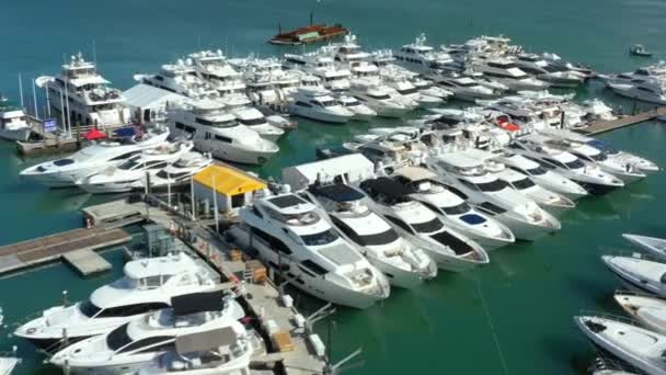 Aerial Drone Footage 2019 Miami Yacht Show — Stock Video