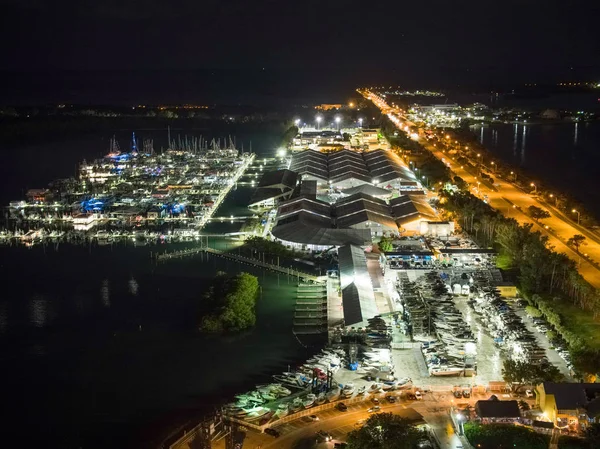 Night Shot Miami Yacht Show Key Biscayne Florida — Stock Photo, Image