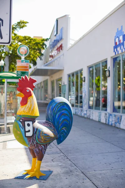 Miami Usa Februari 2019 Patung Ayam Jago Jalanan Miami — Stok Foto