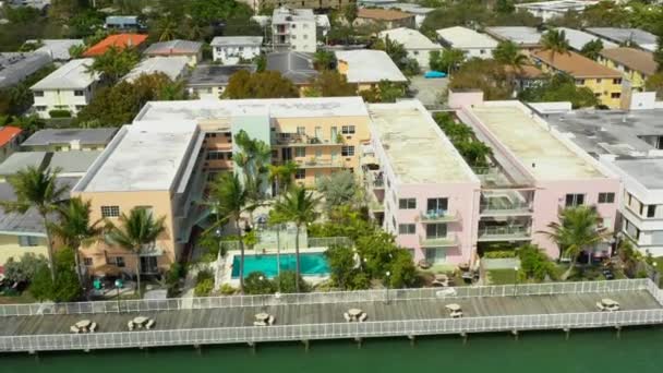 Lucht Generieke Appartement Gebouwen Miami — Stockvideo