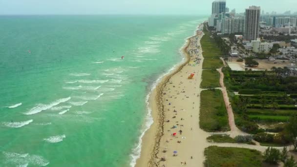 マイアミビーチシーン2月の空中視点 — ストック動画