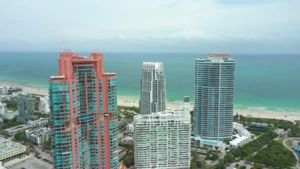 Antenn Highrise Condos Miami Stranden — Stockvideo