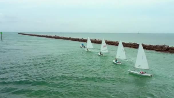 Sailboats Towing Out Sea — Stock Video
