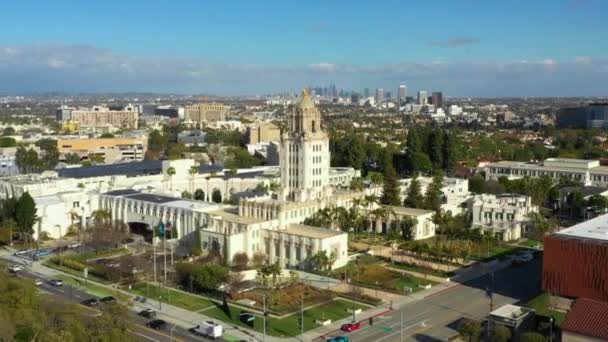 Imágenes Aéreas Aviones Tripulados Ayuntamiento Beverly Hills — Vídeos de Stock