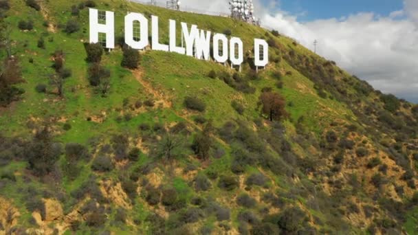 Lotnicze Drone Wideo Hollywood Sign California — Wideo stockowe