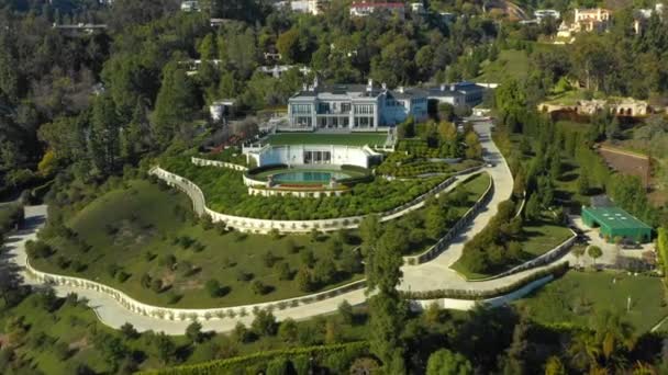 Havadan Görüntüleri Lüks Mega Konaklar Beverly Hills — Stok video