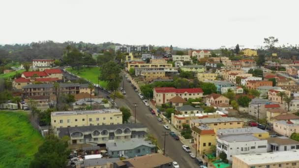 Stock Vidéo Aérienne Los Angeles Angelino Heights Quartier — Video