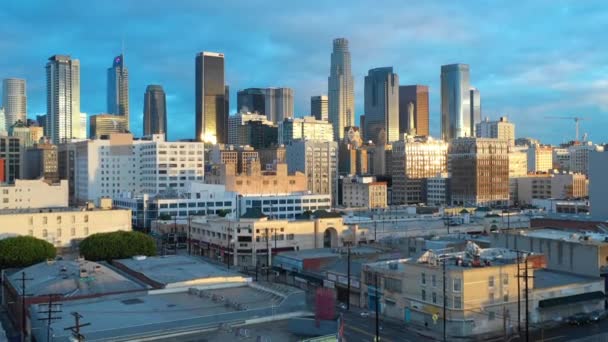 Vídeo Aéreo Downtown Los Angeles Califórnia Manhã — Vídeo de Stock