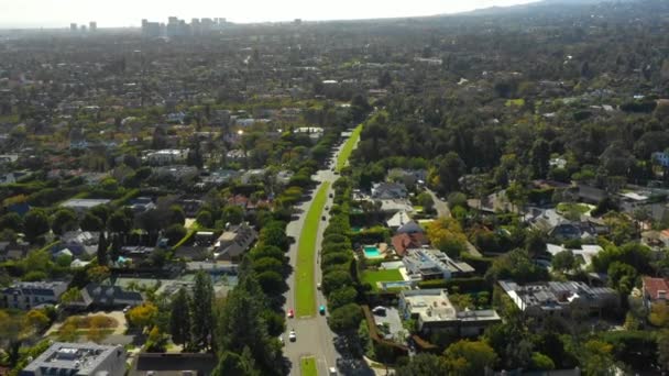 Vídeo Aéreo Casas Lujo Hollywood Sunset Boulevard — Vídeo de stock