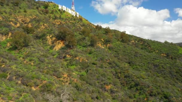 Antenn Video Mountain Landskap Hollywood Sign — Stockvideo