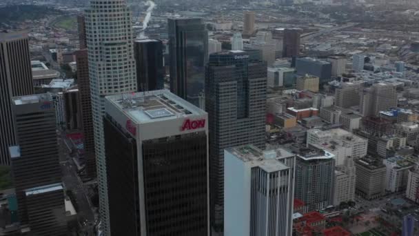 Aon Tower Downtown Los Angeles Aerial Footage — Stock Video