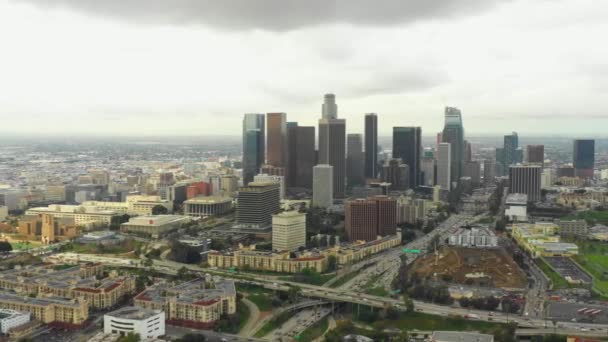 Downtown Los Angeles Filmado Com Drone — Vídeo de Stock