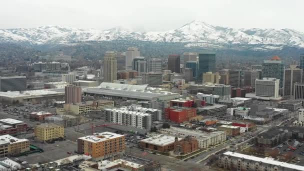 Imagens Aéreas Salt Lake City Vista Cordilheira Com Neve — Vídeo de Stock