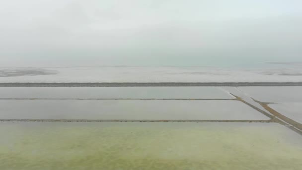 Images Aériennes Utah Salt Lake Hiver Neige Brouillard Paysage — Video